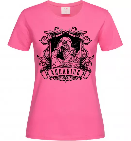 Жіноча футболка Водолій скелет Яскраво-рожевий фото