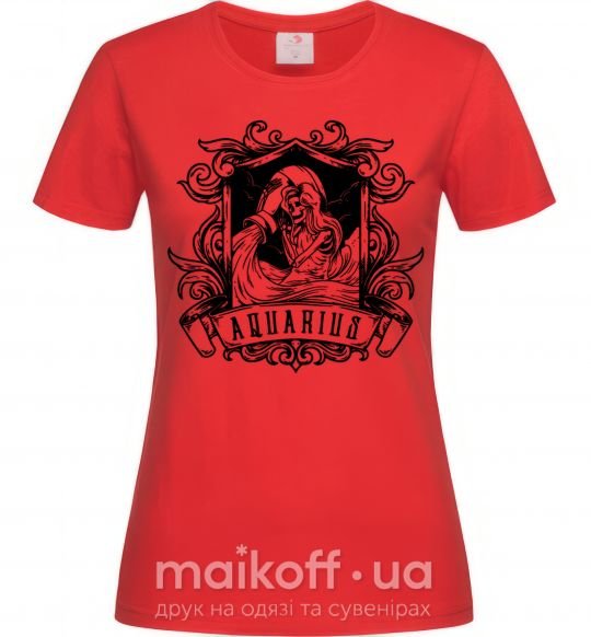 Женская футболка Водолей скелет Красный фото