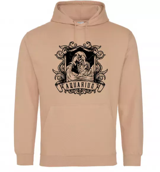 Мужская толстовка (худи) Водолій скелет Песочный фото