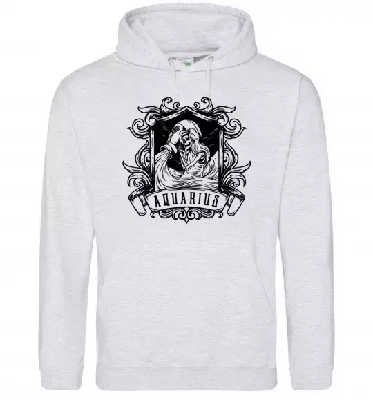 Жіноча толстовка (худі) Водолій скелет Сірий меланж фото