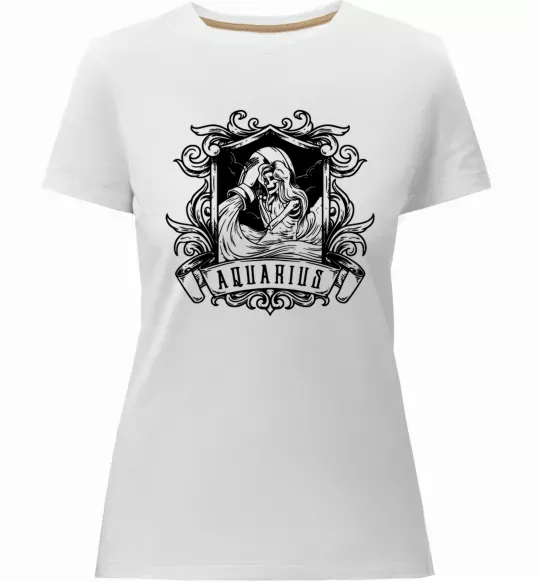 Женская премиум футболка Водолій скелет Белый фото