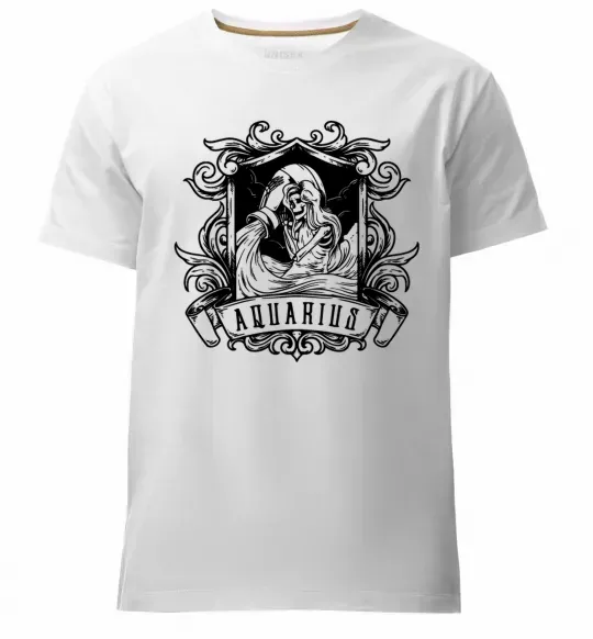 Мужская премиум футболка Водолій скелет Белый фото