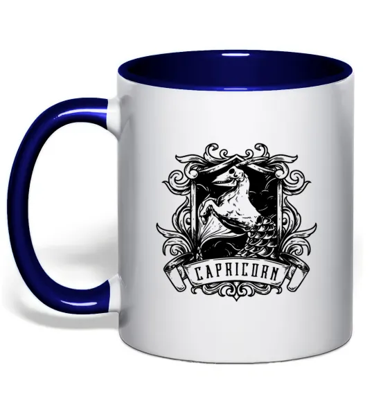 Чашка з кольоровою ручкою Козеріг скелет Глибокий темно-синій фото
