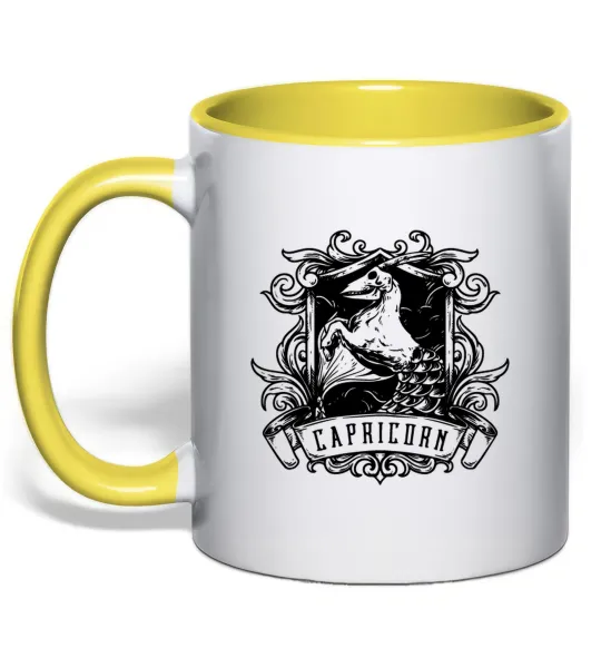 Чашка з кольоровою ручкою Козеріг скелет Лимонний фото