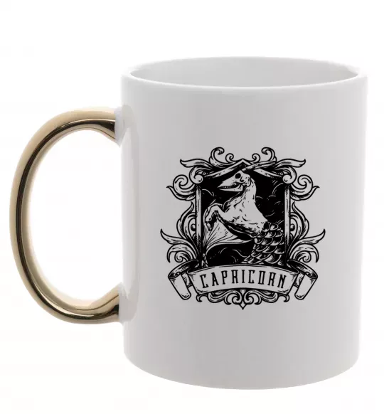 Чашка з кольоровою ручкою Козеріг скелет Золото фото