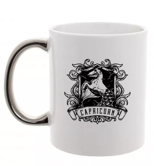 Чашка з кольоровою ручкою Козеріг скелет Срібло фото