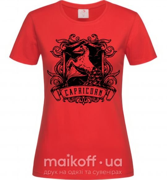 Жіноча футболка Козерог скелет Червоний фото