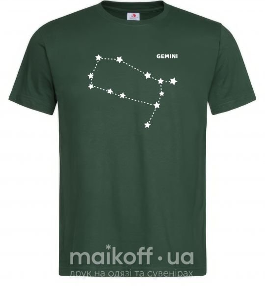 Мужская футболка Gemini stars Темно-зеленый фото
