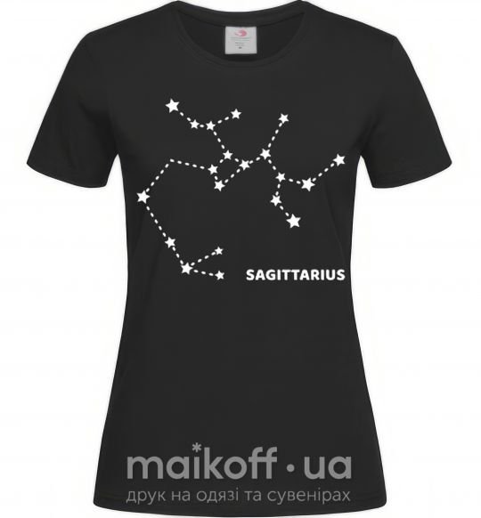 Жіноча футболка Sagittarius stars Чорний фото