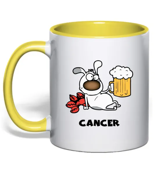 Чашка с цветной ручкой Рак пес Лимонный фото