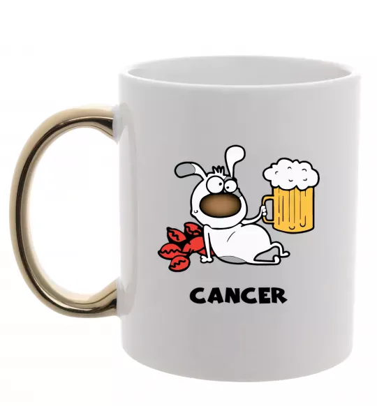 Чашка з кольоровою ручкою Рак пес Золото фото