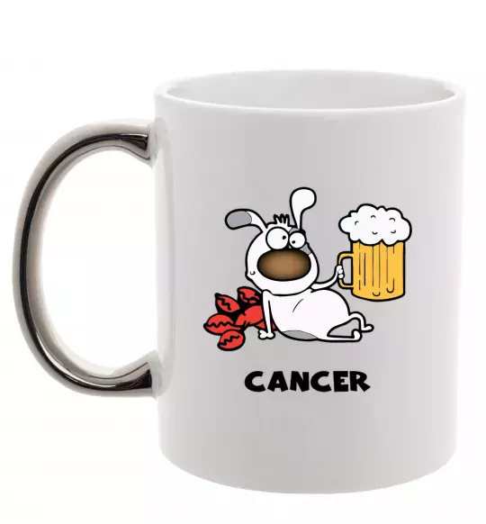 Чашка з кольоровою ручкою Рак пес Срібло фото