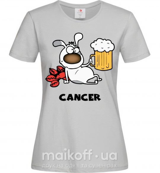 Жіноча футболка Рак пес Сірий фото
