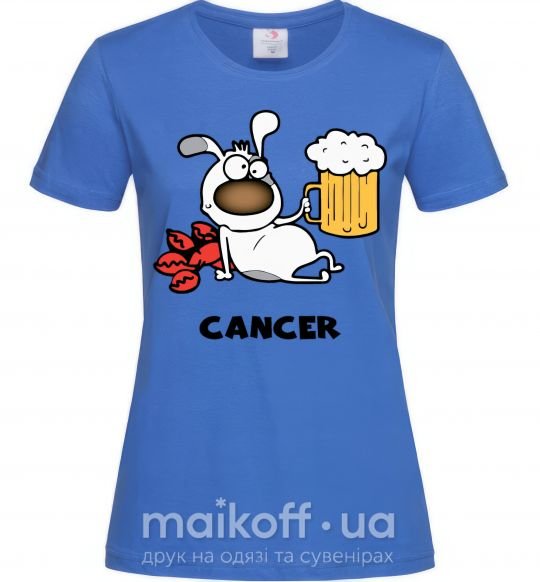 Жіноча футболка Рак пес Яскраво-синій фото