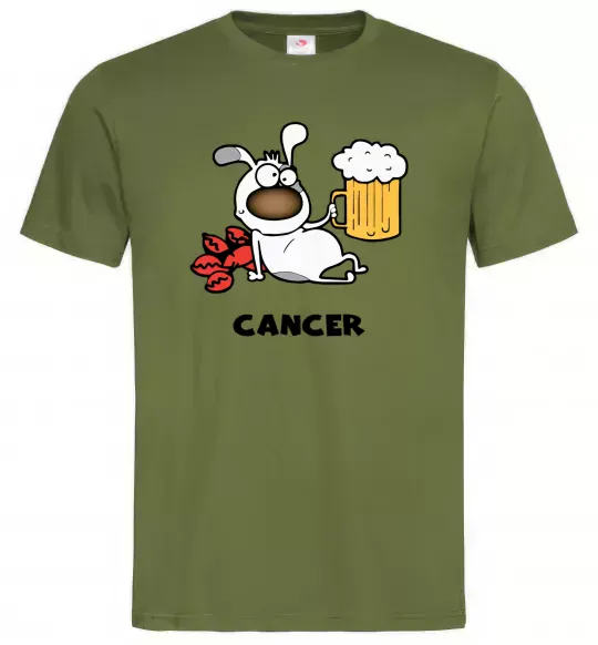 Мужская футболка Рак пес Оливковый фото