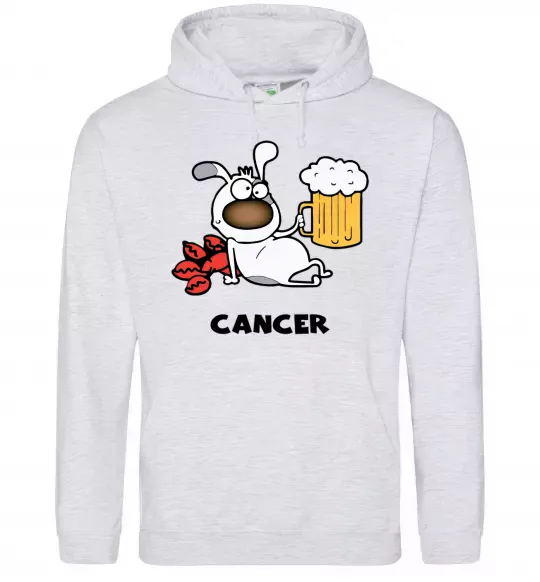 Женская толстовка (худи) Рак пес Серый меланж фото