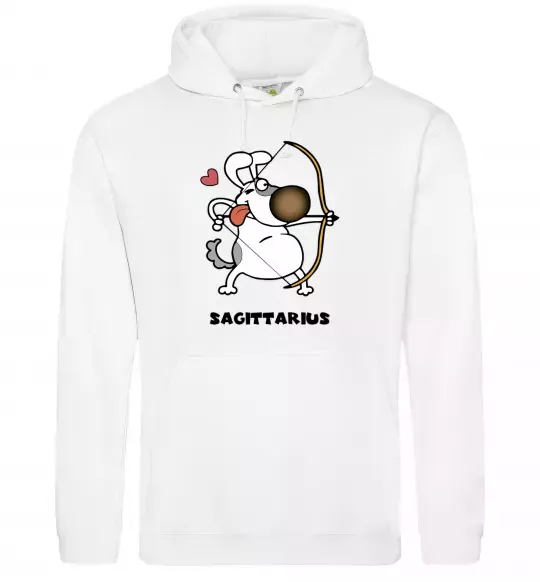 Мужская толстовка (худи) Cтрілець пес Белый фото