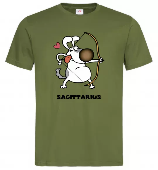 Мужская футболка Cтрілець пес Оливковый фото