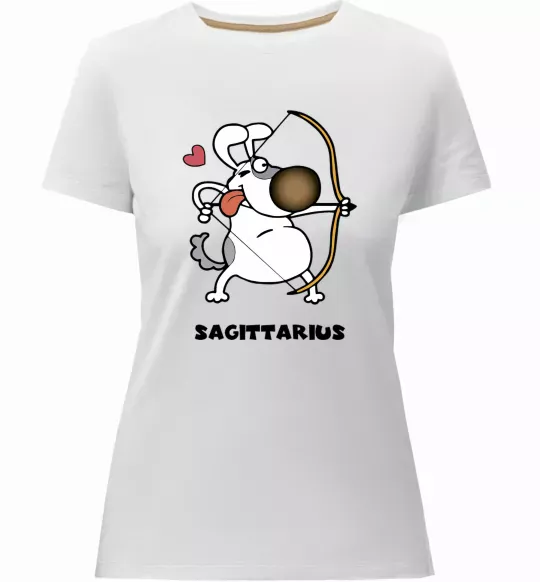 Женская премиум футболка Cтрілець пес Белый фото