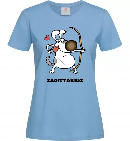 Женская футболка Cтрілець пес Голубой фото