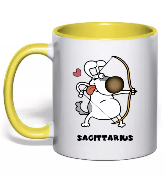 Чашка с цветной ручкой Cтрілець пес Солнечно желтый фото