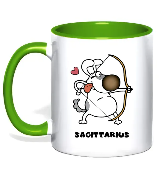 Чашка с цветной ручкой Cтрілець пес Зеленый фото