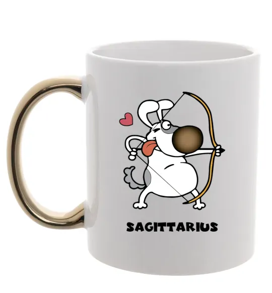 Чашка с цветной ручкой Cтрілець пес Золото фото