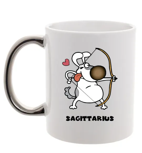 Чашка с цветной ручкой Cтрілець пес Серебро фото