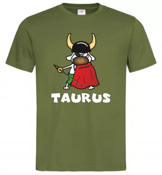 Чоловіча футболка Телець пес Оливковий фото
