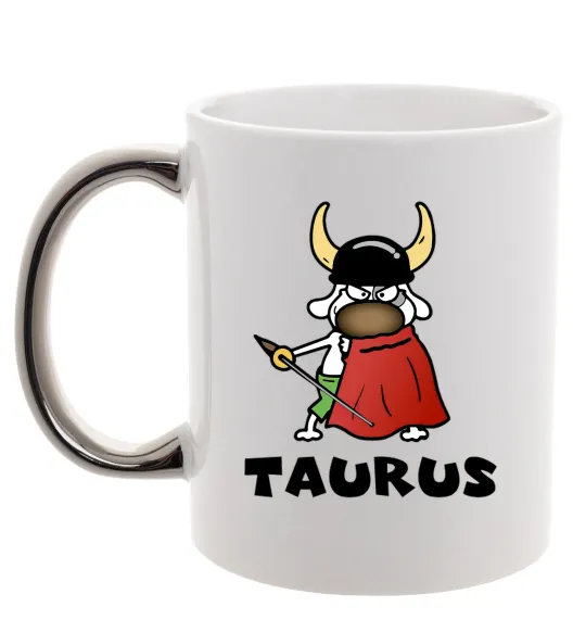 Чашка з кольоровою ручкою Телець пес Срібло фото