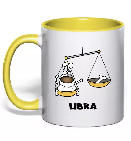 Чашка с цветной ручкой Терези пес Солнечно желтый фото