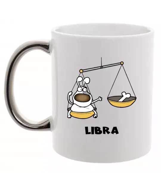 Чашка с цветной ручкой Терези пес Серебро фото