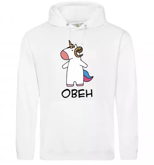 Жіноча толстовка (худі) Овен єдиноріг Білий фото