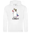 Жіноча толстовка (худі) Овен єдиноріг Білий Жіноча толстовка (худі) Овен єдиноріг Білий фото