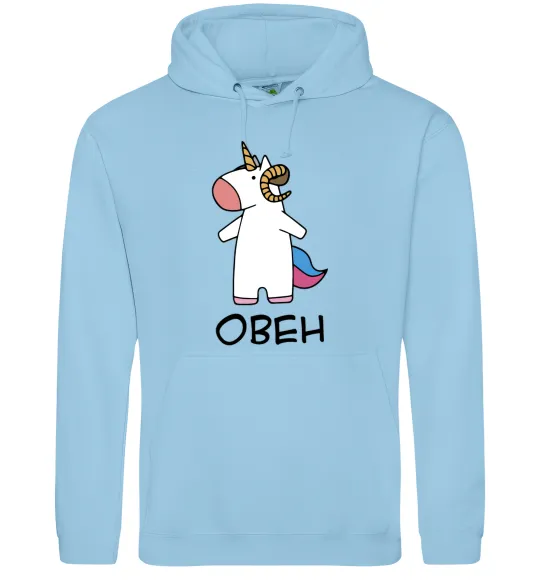 Женская толстовка (худи) Овен єдиноріг Голубой фото