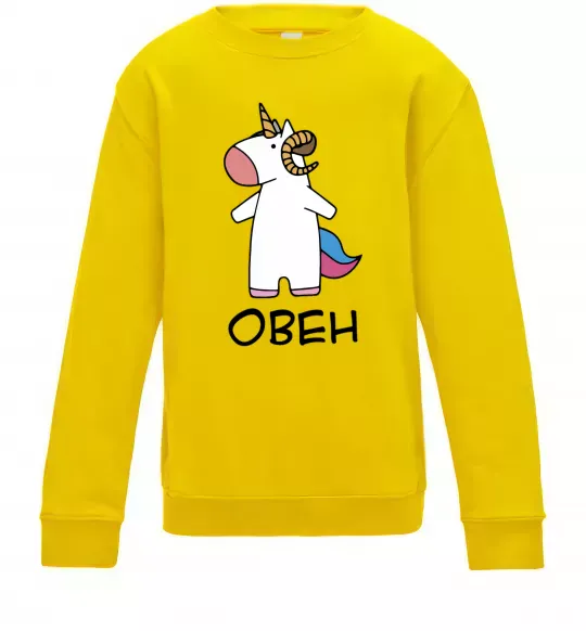 Детский Свитшот Овен єдиноріг Солнечно желтый фото