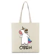 Еко-сумка Овен єдиноріг Бежевий фото