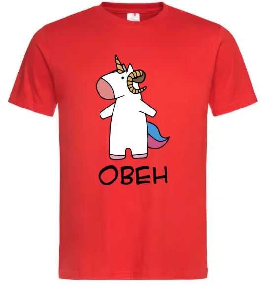 Чоловіча футболка Овен єдиноріг Червоний фото