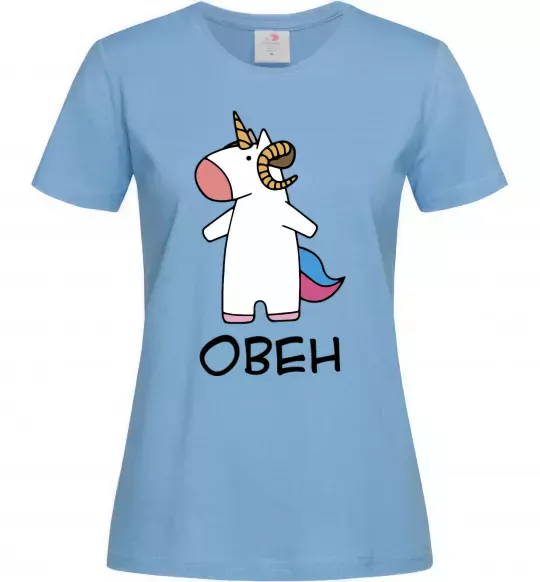 Жіноча футболка Овен єдиноріг Блакитний фото