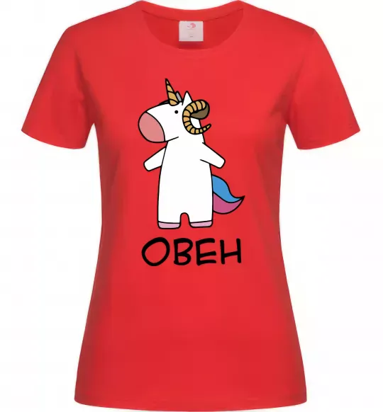 Жіноча футболка Овен єдиноріг Червоний фото