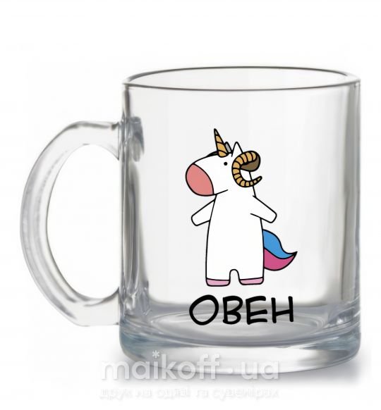 Чашка скляна Овен єдиноріг Прозорий фото
