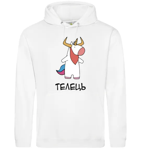 Чоловіча толстовка (худі) Телець єдиноріг Білий фото