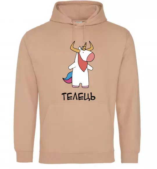 Жіноча толстовка (худі) Телець єдиноріг Пісочний фото