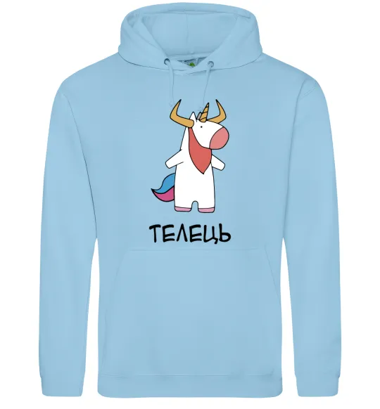 Жіноча толстовка (худі) Телець єдиноріг Блакитний фото