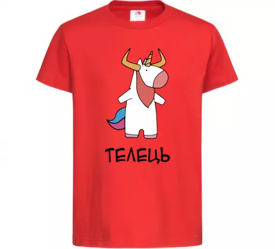 Детская футболка Телець єдиноріг Красный фото