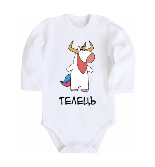 Дитячий бодік Телець єдиноріг Білий фото