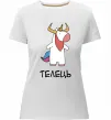 Женская премиум футболка Телець єдиноріг Белый фото