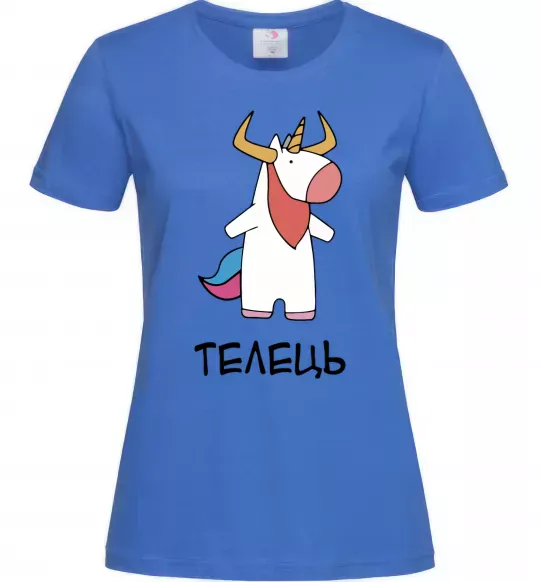 Женская футболка Телець єдиноріг Ярко-синий фото