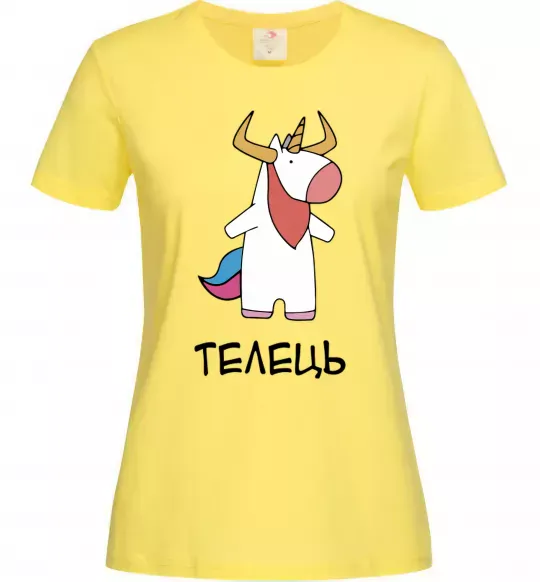 Женская футболка Телець єдиноріг Лимонный фото