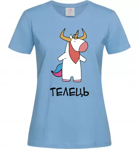 Женская футболка Телець єдиноріг Голубой фото
